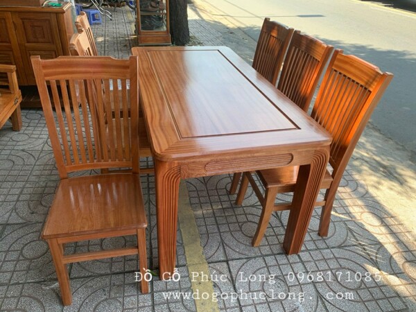 bàn ghế ăn gỗ xoan đào 2
