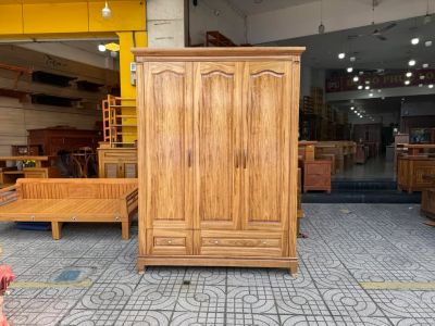 Tủ áo 3 cánh gỗ Hương Xám mẫu cánh vòm 