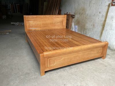 Giường ngủ gỗ Sồi Nga dát phản-Màu Đinh Hương