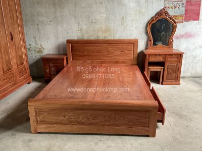 Giường ngủ ô kéo gỗ Hương Đá cao cấp 