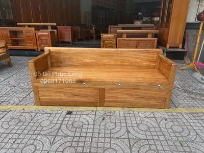 Giường gấp gọn gỗ Hương Xám kèm hộc kéo 1m2