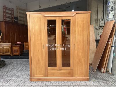 Tủ áo 4 cánh gỗ Gõ Đỏ hiện đại 1m95cm