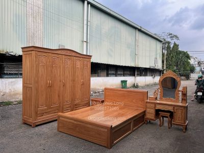 Mẫu giường tủ gỗ tự nhiên hiện đại giá rẻ